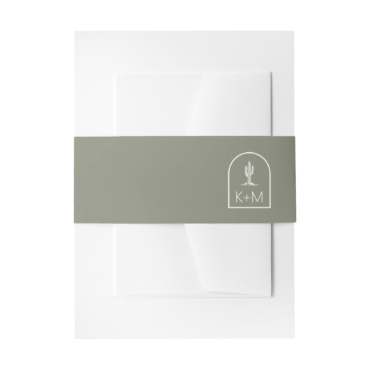Wüste Vibes Wedding Dark Sage Green ID1019 Einladungsbanderole (Vorderseite Beispiel)