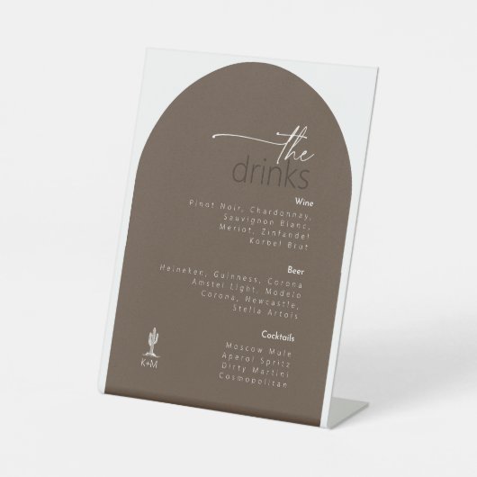 Wüste Vibes Wedding Drink Menu ID1019 Sockelschild (Vorderseite)