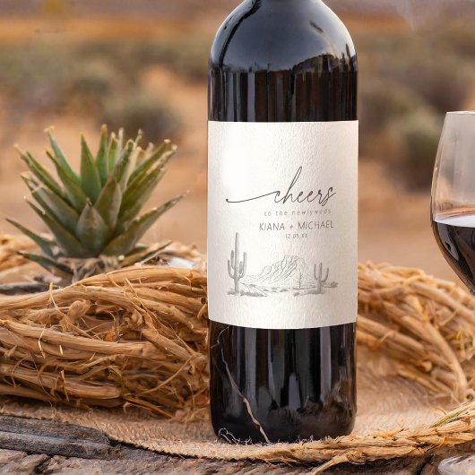 Wüste Vibes Wedding Landscape Ivory ID1019 Weinetikett