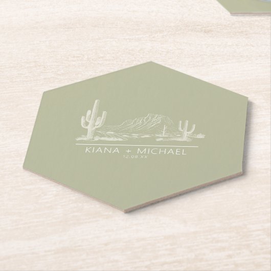 Wüste Vibes Wedding Landscape Sage Green ID1019 Untersetzer (angewinkelt)
