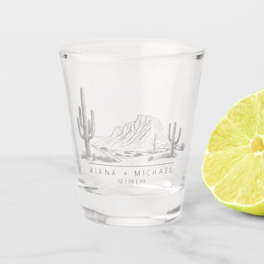 Wüste Vibes Wedding Landscape Warm Gray ID1019 Schnapsglas (Vorderseite)