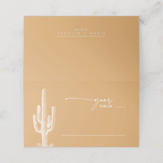 Wüste Vibes Wedding Table ID1019 Platzkarte (Außenseite Aufgefaltet)
