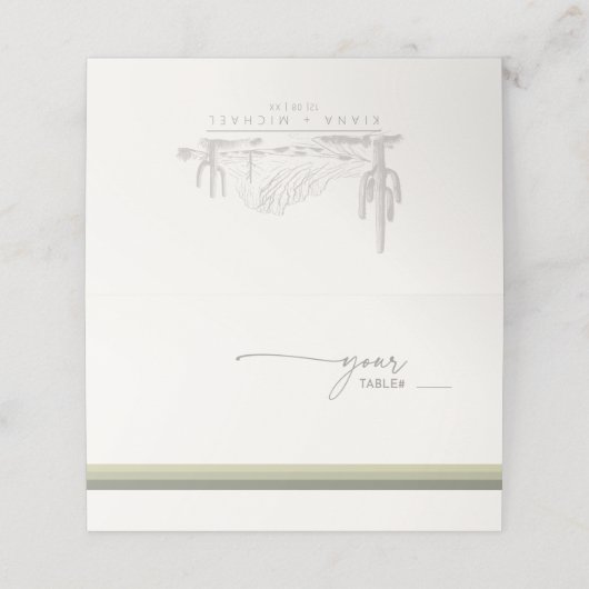Wüste Vibes Wedding Table Stripe Sage ID1019 Platzkarte (Außenseite Aufgefaltet)