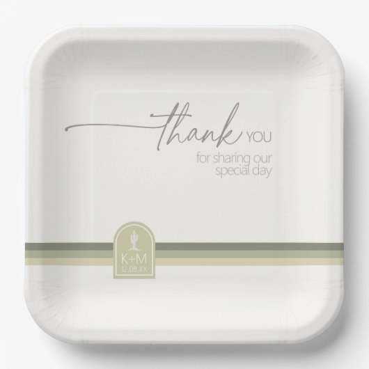 Wüste Vibes Wedding Vielen Dank Sage Green ID1019 Pappteller (Vorderseite)