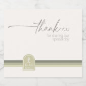 Wüste Vibes Wedding Vielen Dank Sage Green ID1019 Schaumweinetikett (Einzelnes Label)