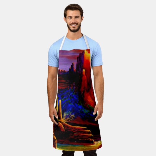 Wüste, von der Sunset-Schürze gemalt Schürze (Getragen)