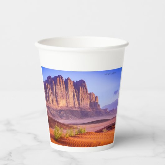Wüste Wadi Rum in Jordanien, Urlaub Pappbecher (Vorderseite)