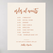 Wüste Wedding Order of Events Timeline Printable Poster (Vorne)