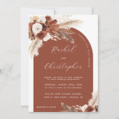 Wüste Wedding Pampas Grass Boho Arch QR Code Einladung (Vorderseite)