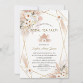 Wüste Weiße Rosen Pampas Grass Brautparty Einladung (Vorderseite)