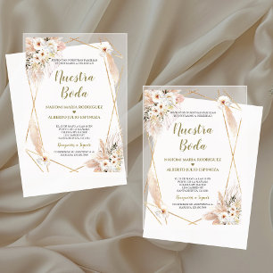 Wüste Weißer Rosen Gold Nuestra Boda Acryleinladungen