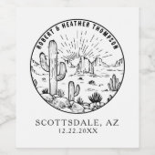 Wüste Western Brautparty Personalisiert Hochzeit Weinetikett (Einzelnes Label)