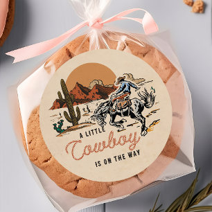 Wüste Western Cowboy Babyaufkleber Runder Aufkleber