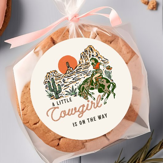 Wüste Western Cowgirl Babyaufkleber Runder Aufkleber