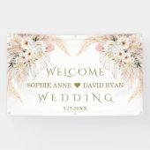 Wüste White Roses Gold Wedding Willkommenszeichen Banner (Horizontal)