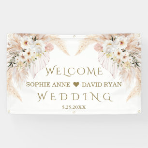 Wüste White Roses Gold Wedding Willkommenszeichen Banner