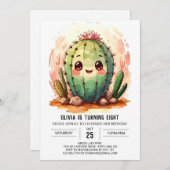 Wüste Wild West Pink Cactus Girl Birthday Einladung (Vorne/Hinten)