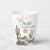 Wüste Wild West Western 1. Geburtstag Pappbecher (Rückseite)