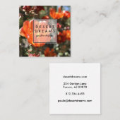 Wüste Wildblume Orange Cactus Foto Travel Quadratische Visitenkarte (Vorne/Hinten)