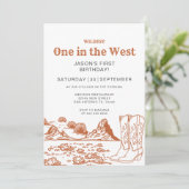 Wüste Wildest am 1. Geburtstag im Westen Einladung (Stehend Vorderseite)