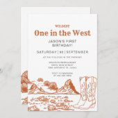 Wüste Wildest am 1. Geburtstag im Westen Einladung (Vorne/Hinten)