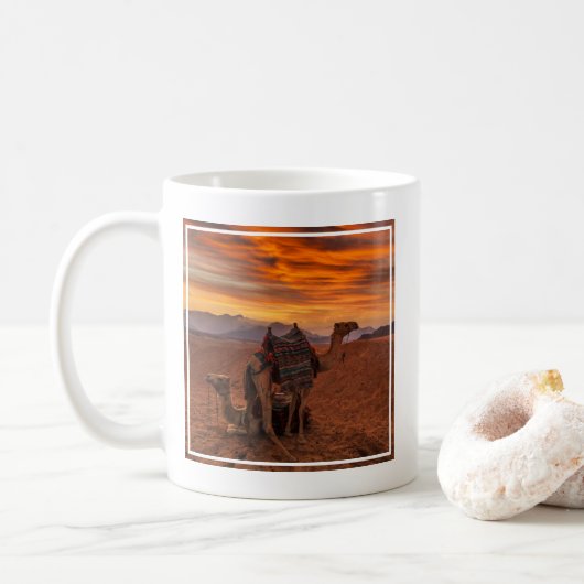 Wüsten | Bactrian Camel Egypt Sand Dune Kaffeetasse (Mit Donut)