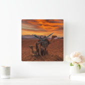 Wüsten | Bactrian Camel Egypt Sand Dune Quadratische Wanduhr (Zuhause)