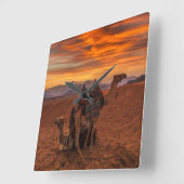 Wüsten | Bactrian Camel Egypt Sand Dune Quadratische Wanduhr (Winkel)