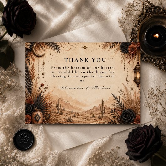 Wüsten-Boho-Goth-Hochzeit Dankeskarte