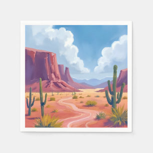 Wüsten-Canyon Kaktus Natur Landschaft Serviette