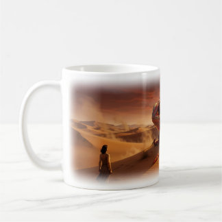 Wüsten-Chamäleon-Mirage-Sonnenuntergangs-Fantasie- Kaffeetasse
