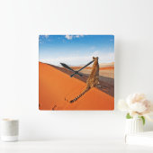 Wüsten | Cheetah Savannah Wüste Quadratische Wanduhr (Zuhause)
