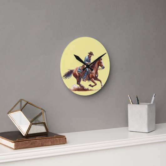 Wüsten-Cowboy  Runde Wanduhr (Büro)