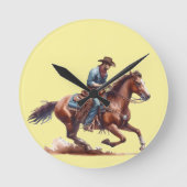 Wüsten-Cowboy  Runde Wanduhr (Vorderseite)