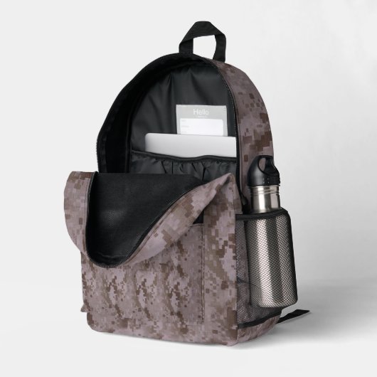 Wüsten-Digitaltarnung Bedruckter Rucksack (Rückseitige Ecke links (Offen) )