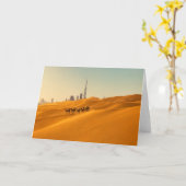 Wüsten | Dubais Skyline-Ansicht mit Kameln Karte (Gelbe Blume)