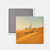 Wüsten | Dubais Skyline-Ansicht mit Kameln Magnet (Vorderseite/Rückseite)