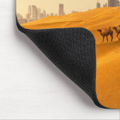 Wüsten | Dubais Skyline-Ansicht mit Kameln Mousepad (Ecke)