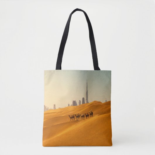 Wüsten | Dubais Skyline-Ansicht mit Kameln Tasche (Vorderseite)