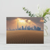 Wüsten | Dubais Skyline View von Sand Dune Dankeskarte (Stehend Vorderseite)
