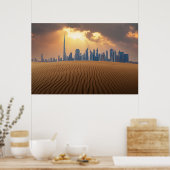 Wüsten | Dubais Skyline View von Sand Dune Poster (Küche)