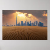Wüsten | Dubais Skyline View von Sand Dune Poster (Vorne)