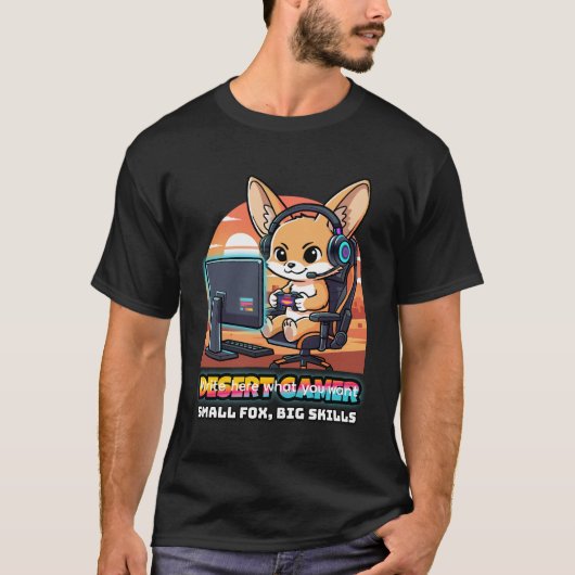 Wüsten-Gamer-Fennec-Fuchs - Gaming-Streamer T-Shirt (Vorderseite)