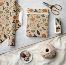 Wüsten-Grüner Kaktus Halloween Geschenkpapier