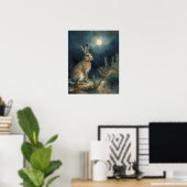 Wüsten-Jackrabbit unter dem Mond Poster (Heimbüro)