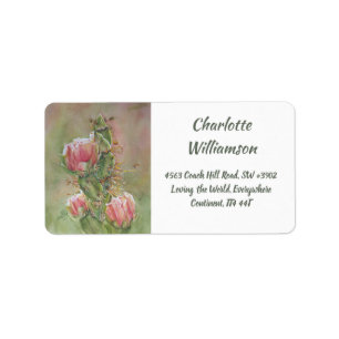 Wüsten-Kaktus-Blumen in der Watercolor-Adresse Adressaufkleber
