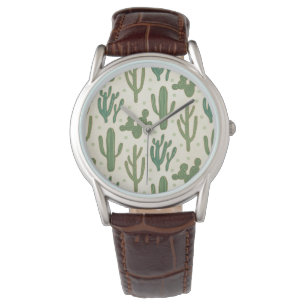 Wüsten-Kaktus-Muster SüdwestGeo-Schritt- Armbanduhr