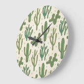 Wüsten-Kaktus-Muster SüdwestGeo-Schritt-| Große Wanduhr (Winkel)
