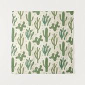 Wüsten-Kaktus-Muster SüdwestGeo-Schritt-| Wandteppich (Vorderseite (Horizontal))