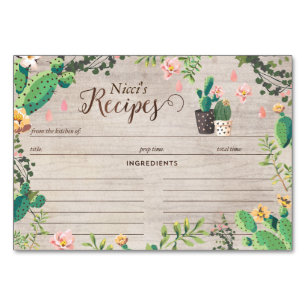 Wüsten-Kaktus-Rezept-Brautparty-Karten Tischnummer